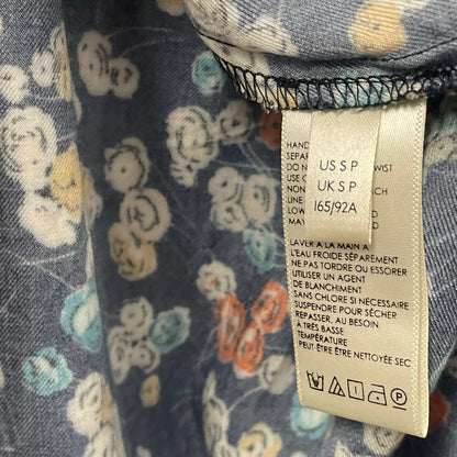 Maeve by Anthropologie Fern Mixed Print Button Up Long Sleeve Top Small Petite