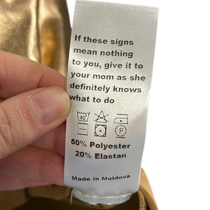 Julia Allert Gold Metallic Loose Fit 3/4 Sleeve Button Up Shirt Womens Size XL