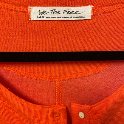 Free People We The Free Back At It Oversized Henley Top Long Sleeve Orange Large