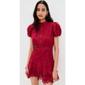 NWT Alice + Olivia Loryn Embroidered Short Sleeve Mini Dress Dark Cherry Size 4