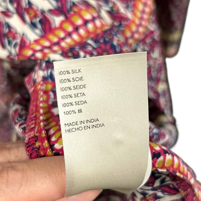 Maeve by Anthropologie Lilyana Tiered Silk 3/4 Sleeve Tunic Blouse Womens Large