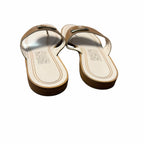Salvatore Ferragamo Tan Leather Hardware Logo Emblem Thong Sandal Womens 8.5