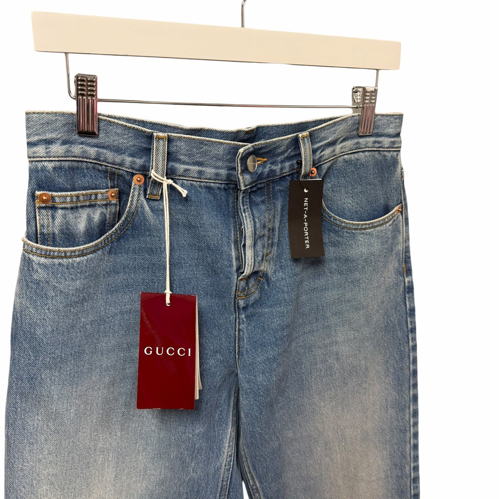 NWT Gucci Straight Fit Denim Pant Light Blue Wash Button Fly Jean Size 24 / US 2