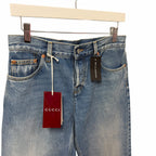 NWT Gucci Straight Fit Denim Pant Light Blue Wash Button Fly Jean Size 24 / US 2