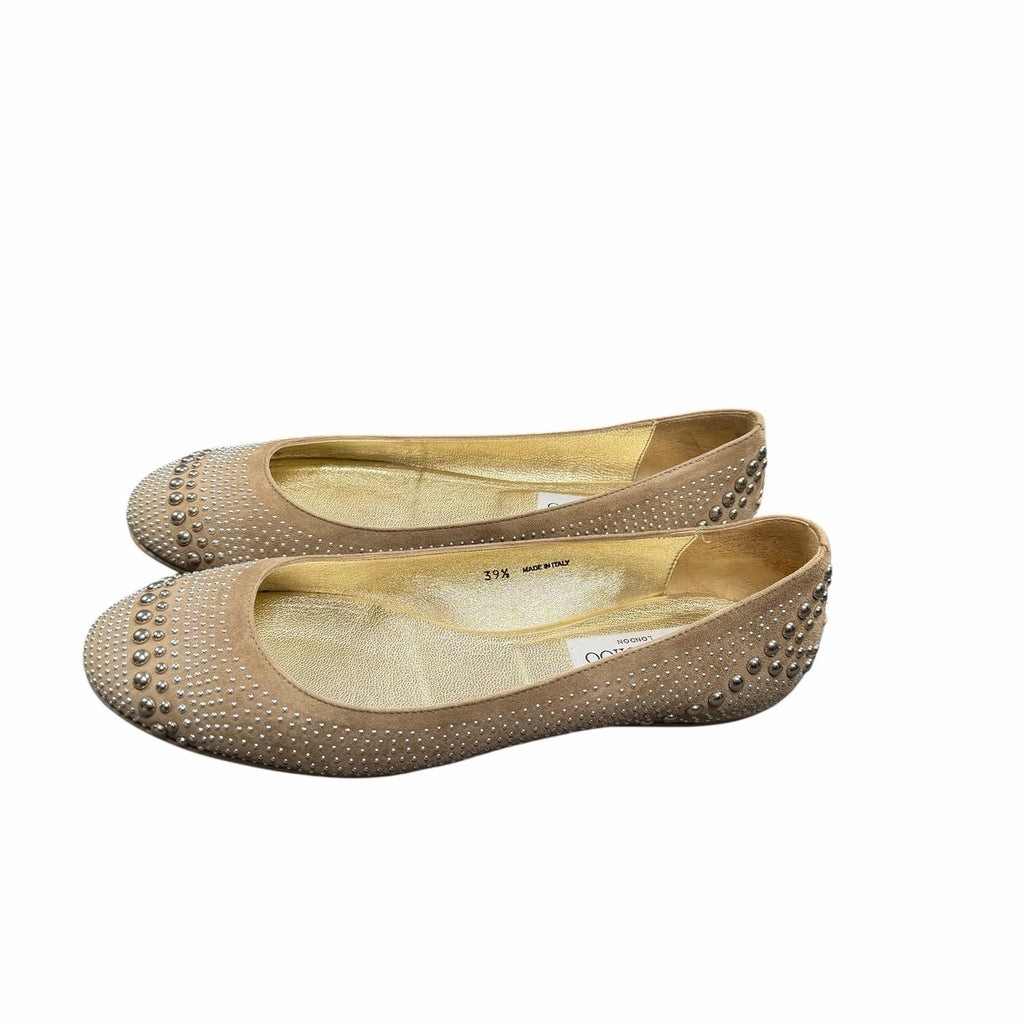 Jimmy Choo Welda Studded Ballet Flat Beige Suede Womens 39.5 / US 9.5