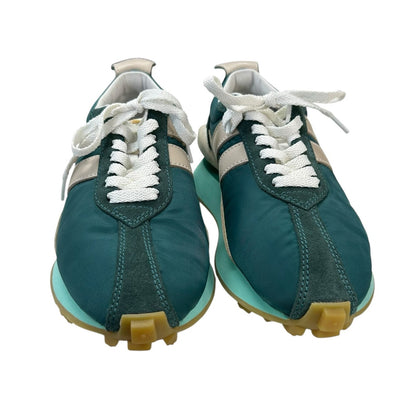Lanvin Peacock Blue White Bumpr Suede Leather Lace Up Sneakers Womens 37 / US 6