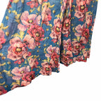 Zimmermann Floral High Rise Wide Leg Ramie Pants Belted Teal Pink AU 0 / US 4