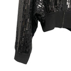Alexandre Vauthier Black Sequined Knit Jacket Full Zip Cropped Womens Size XS