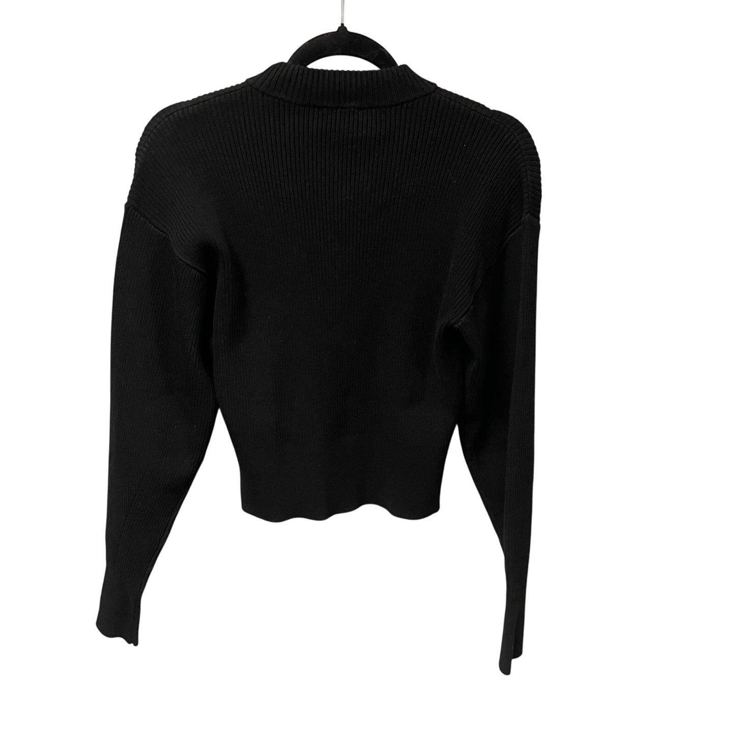 Fleur Du Mal Juliet Lace Insert Cropped Knit Sweater Black Womens Medium