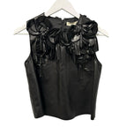 NWT Ulla Johnson Black Marlowe Floral Appliqué Sleeveless Leather Top Womens 2