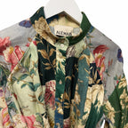 Alemais Loretta Patchwork Dress Green Multi Floral Pure Linen Size AU 12 / US 8