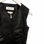 Alexander McQueen Seamed Leather Sleeveless Zip Up Vest Black Womens 36 / US 0