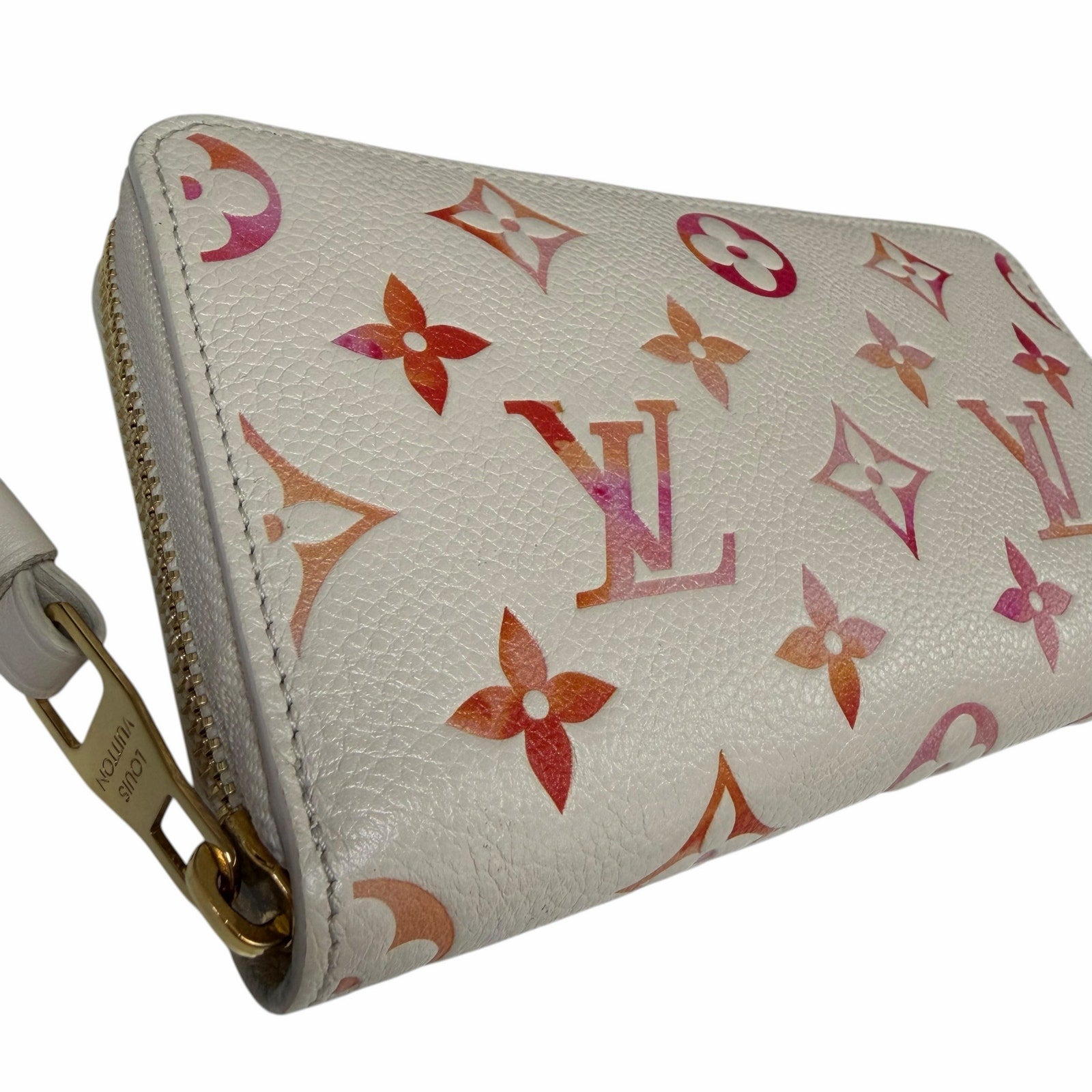 Louis Vuitton Sunrise Aquarelle Zippy Wallet Monogram Empreinte Pink Orange ASIS