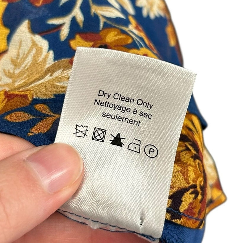 Veronica Beard Hedera Orange Blue Floral Print Silk Crêpe Mini Dress Womens 12