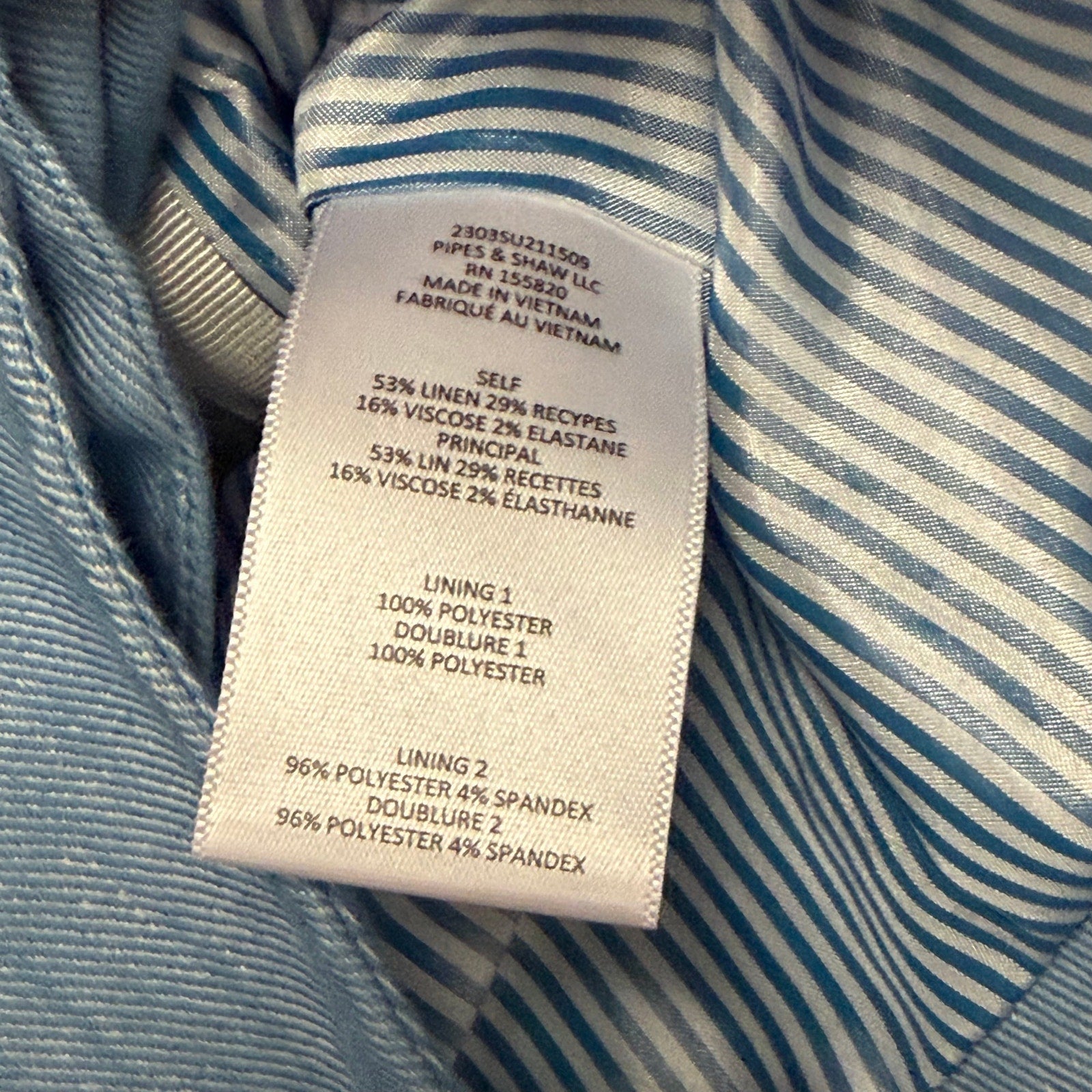 Veronica Beard Diego Dickey Linen Blend Blazer Jacket Light Blue Womens 4