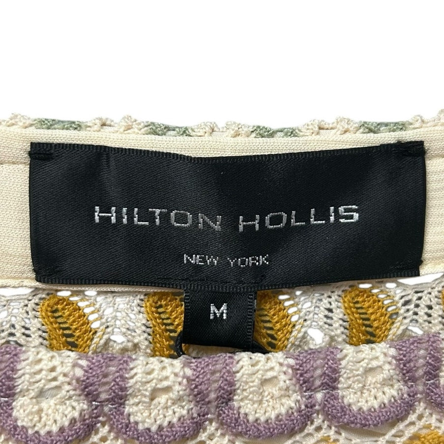 NWT Hilton Hollis Lilac Combo Crochet Textured Knit Top Womens Size Medium