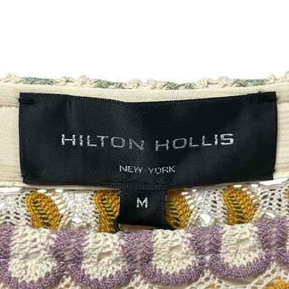 NWT Hilton Hollis Lilac Combo Crochet Textured Knit Top Womens Size Medium