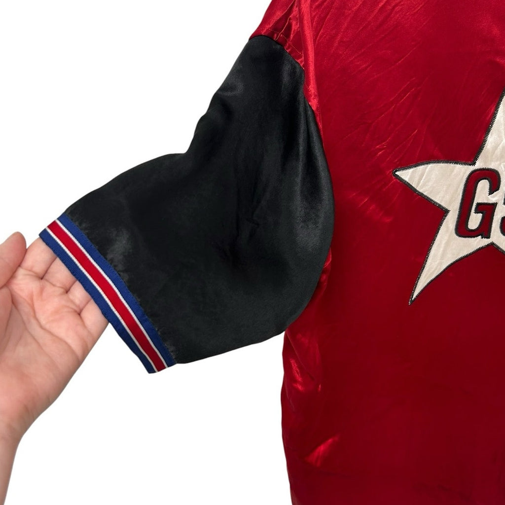 Gucci GG Star Red Black Acetate Short Sleeve Bowling Shirt Mens 48 US 38 Medium