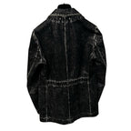 Golden Goose Black Denim Classic Fit Jacket with Velvet Effect Womens 38 / US 2