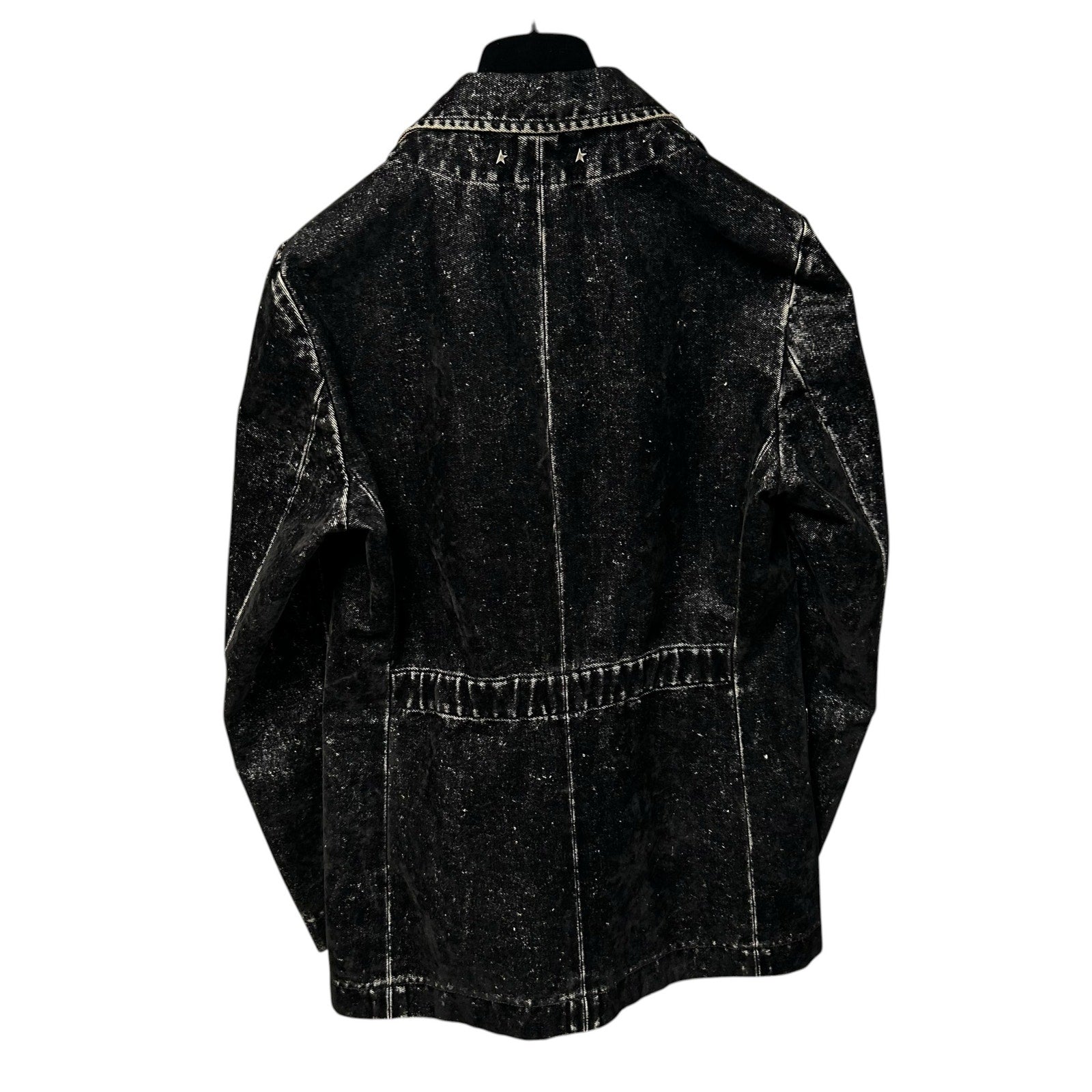 Golden Goose Black Denim Classic Fit Jacket with Velvet Effect Womens 38 / US 2