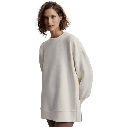 Varley Mae Longline Sweatshirt in Egret Cream Textured Knit Womens Size XS