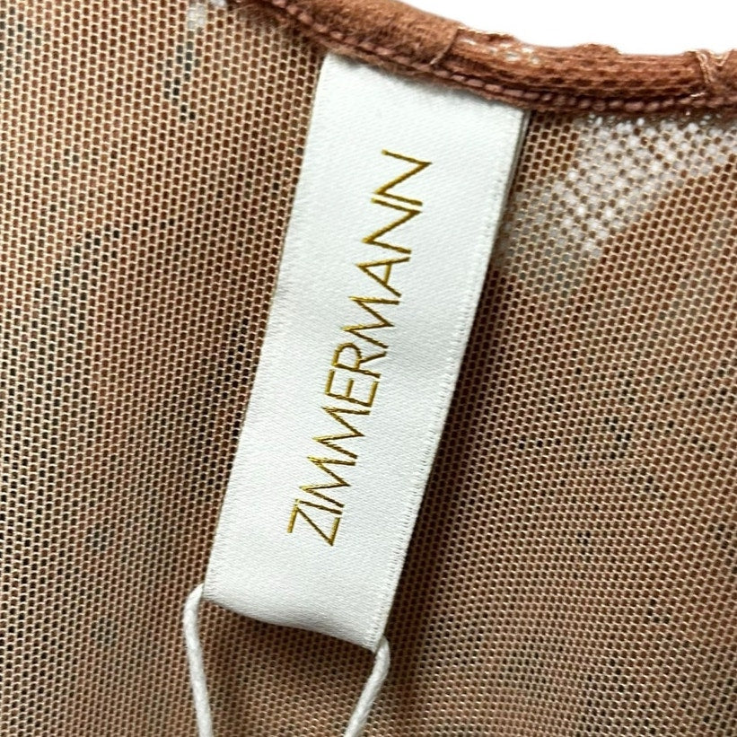 NWT Zimmermann Blush Pink Lace Scoop Neck Bodysuit Womens US 4