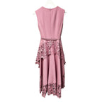 NWT Oscar de la Renta Lily Pink Cherry Guipure Lace Belted Midi Dress Womens 2