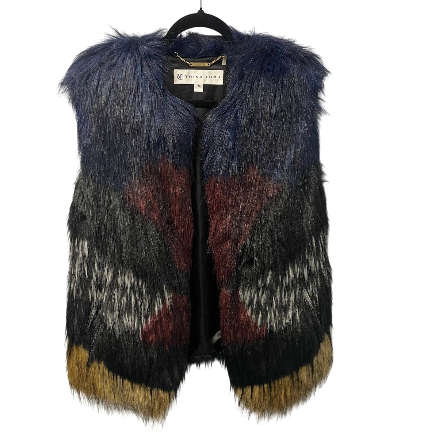 Trina Turk Tabitha Ombre Faux Fur Vest Multicolor Womens Size Medium