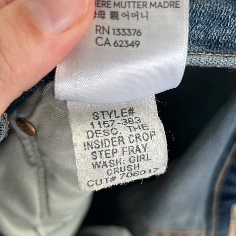 Mother Girl Crush The Insider Crop Step Fray Denim Jeans Womens Size 25 / 2