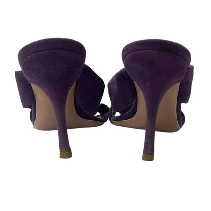 Prada Viola Purple Calzatore Donna Knot Open Toe Suede Heels Womens 35.5 US 5.5