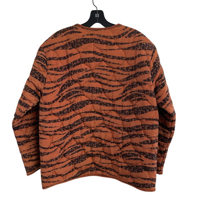 Anine Bing Elizabeth Quilted Tiger Print Shell Jacket in Brick Womens Medium
