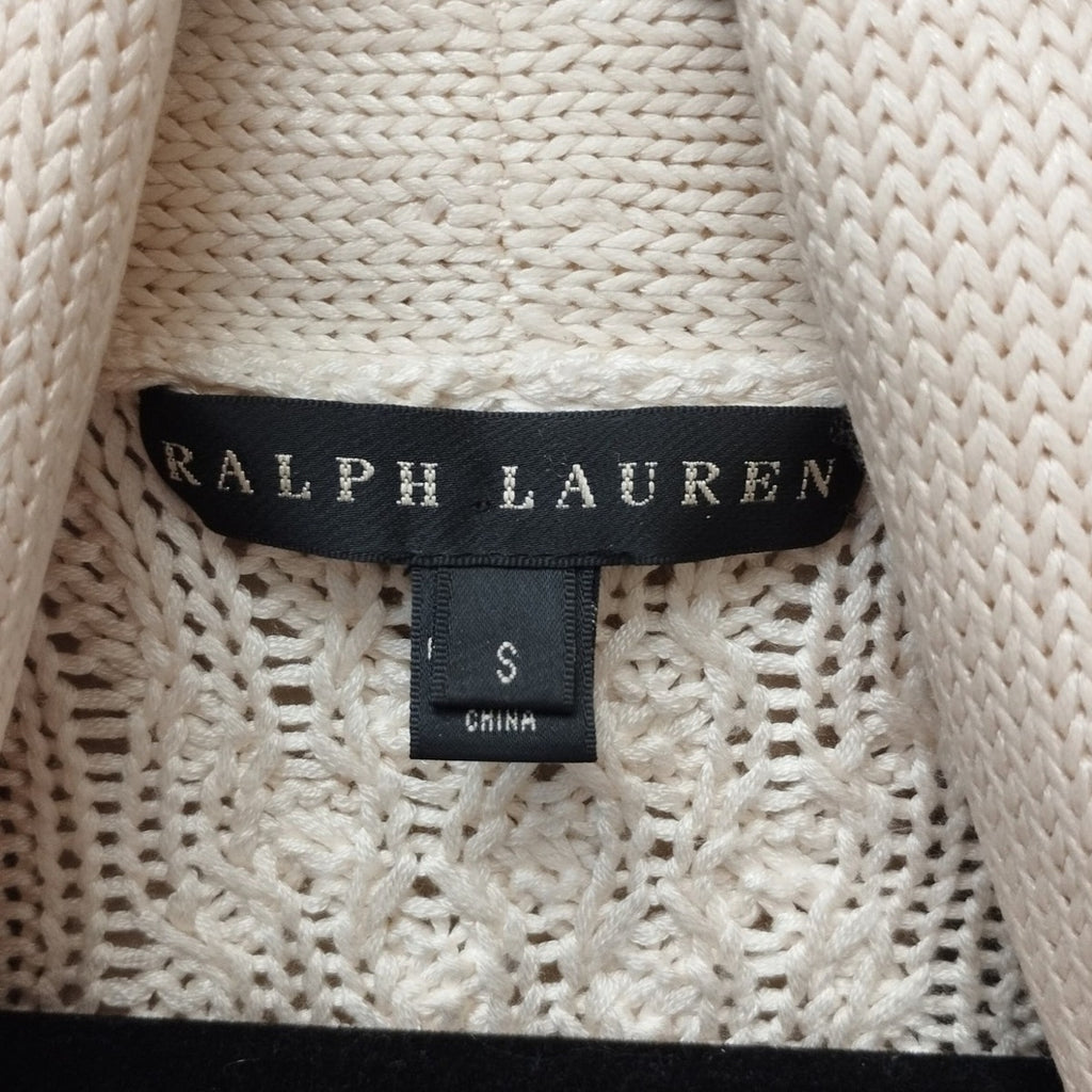 Ralph Lauren Womens Silk Shawl Collar Cable Knit Cardigan Small Preppy Old Money