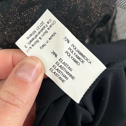 NWT Chiari Boni Black Deidre Illusion Print Bell Sleeve Top Womens 38 / US 2