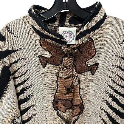 Vintage Sugar Street Weavers Safari Animal Print Button Up Sweater Jacket Medium