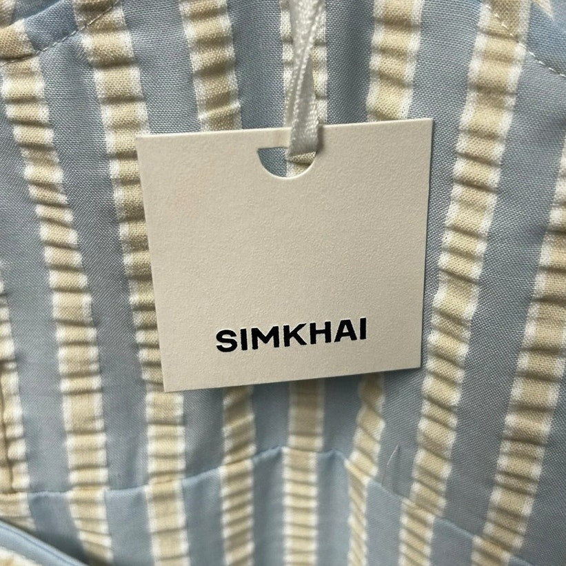 NWT Simkhai Hydrangea Blue Stripe Seersucker Kai Bustier Style Romper Small