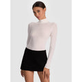 NWT Alice + Olivia Soft White Lanie Pointelle Mock Neck Top Womens Small