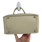 Chanel Beige Leather White Flower Camellia Double Handle Tote Shoulder Bag