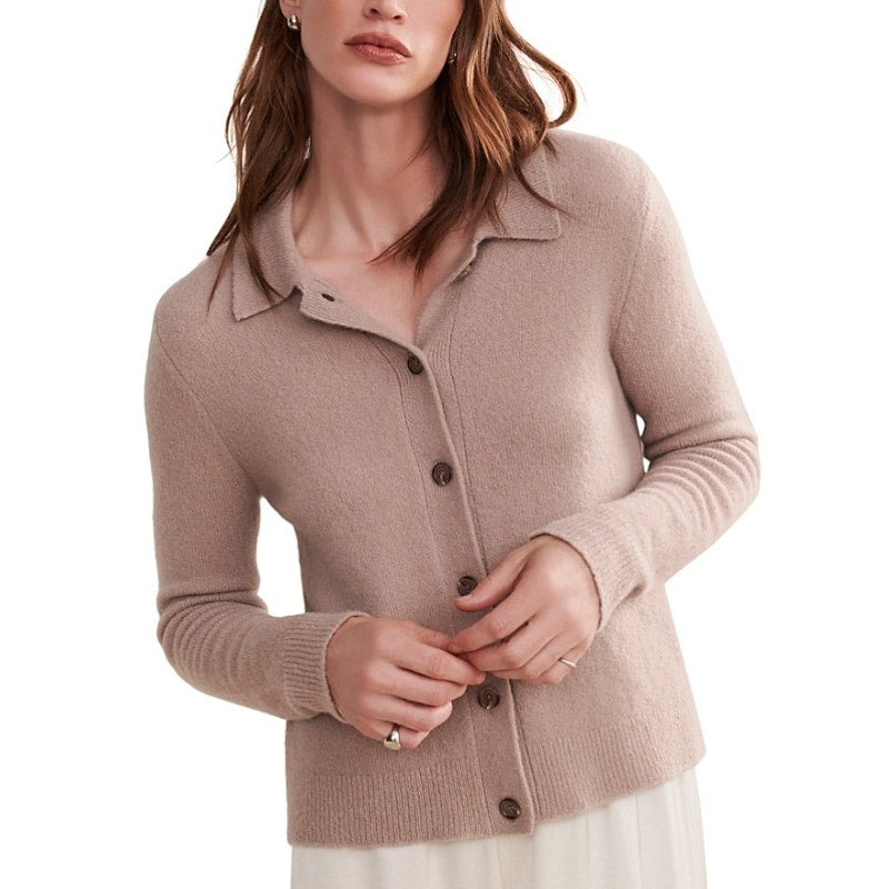 Jenni Kayne Murphy Collared Cashmere Blend Cardigan Sweater Mauve Womens Small