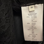 NWT Givenchy Black Lace Button Front Lavaliere Silk Tie Neck Blouse FR 36 / US 4