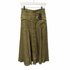 NWT Zimmermann Luna Cargo Midi Skirt Olive Dot Pure Linen Size AU 0 / US 4