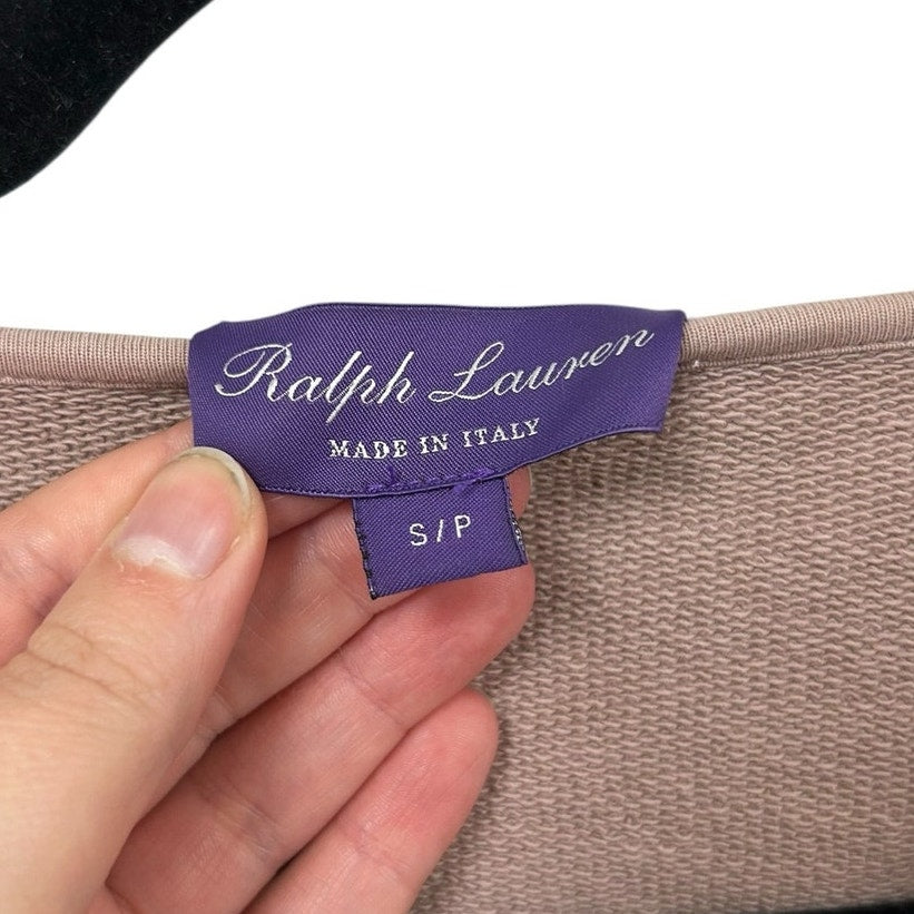 Ralph Lauren Purple Label Cotton Terry Wrap Cropped Hoodie Womens Small