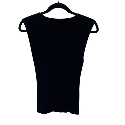 By Anthropologie Black Ribbed Knit Sleeveless Lowcut Top Womens Size Medium