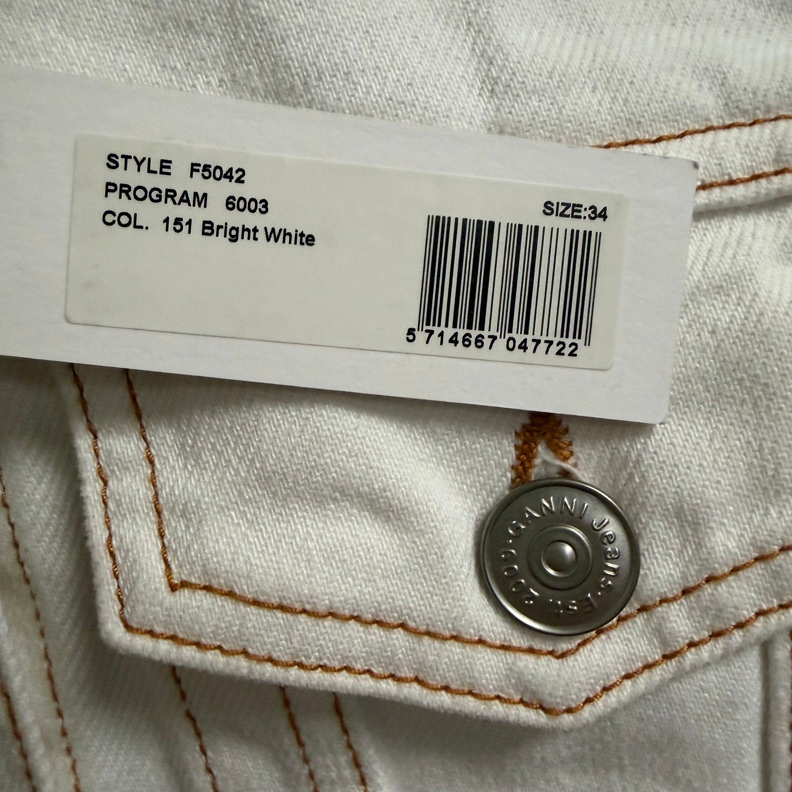 NWT Ganni Bright White Denim Jacket Dress Size 34 / US 2 Casual Western Utility