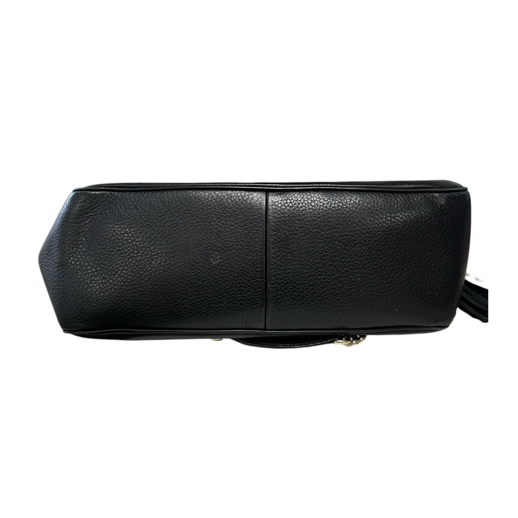 Gucci Black Pebbled Calfskin Leather Soho Double Chain Zip Shoulder Bag