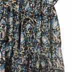 Apiece Apart Long Sleeve Shirt Dress Black Blue Yellow Floral Print Size Small