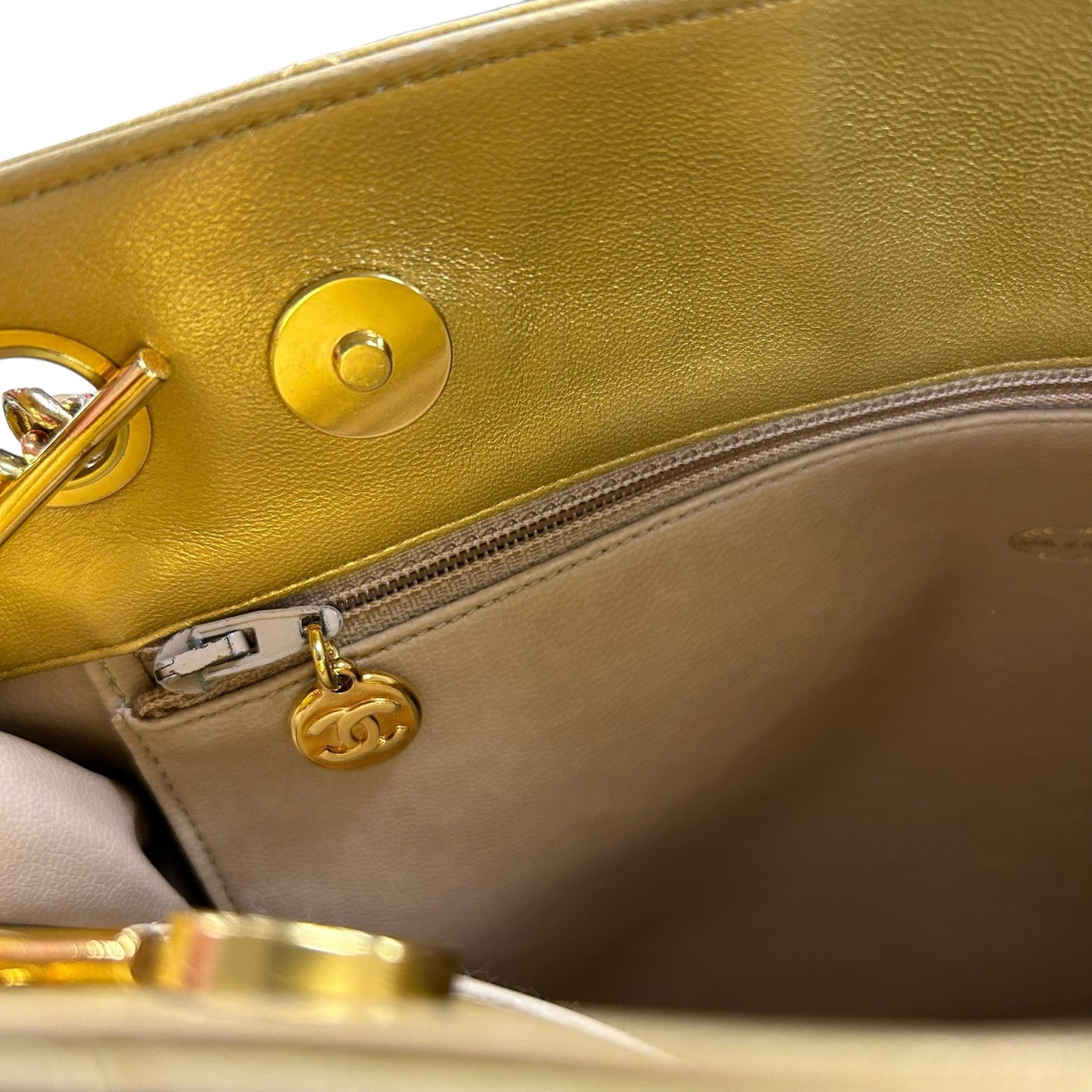Chanel Gold Coco Ball Matelassé Chain Leather Shoulder Tote Bag