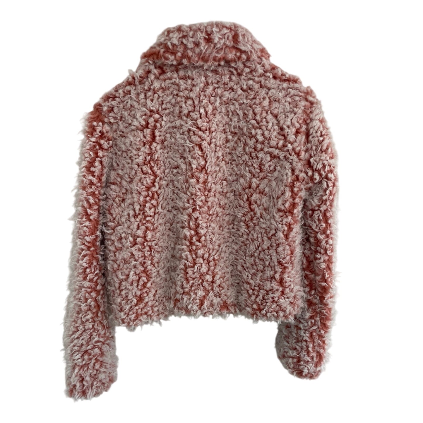 By Anthropologie Brenna Faux Fur Coat Pink Sherpa Teddy Womens Size XS