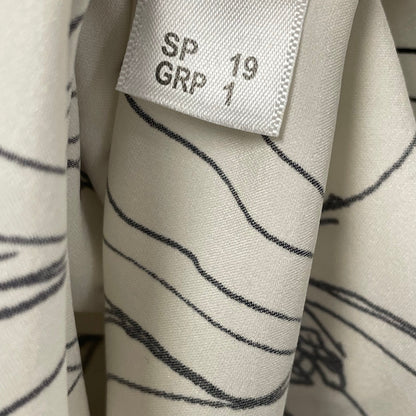 St. John Ivory Black Floral Print Silk Blend Long Sleeve Button Up Womens 18