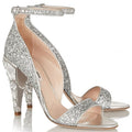 Miu Miu Swarovski Crystal Embellished Glitter Leather Sandals Size 39.5 / US 9.5