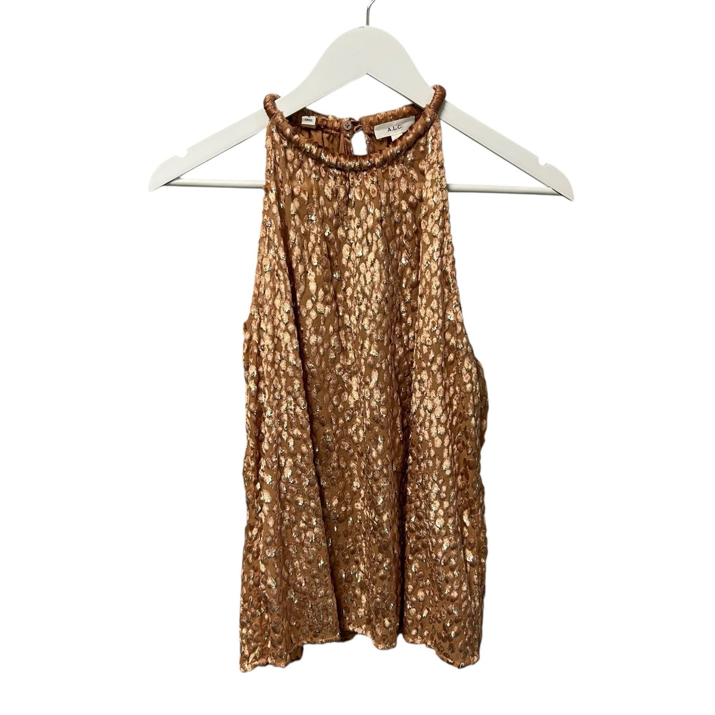 A.L.C Rose Dawn Kinsa II Metallic Velvet Burnout Fabric Halter Top Womens 2